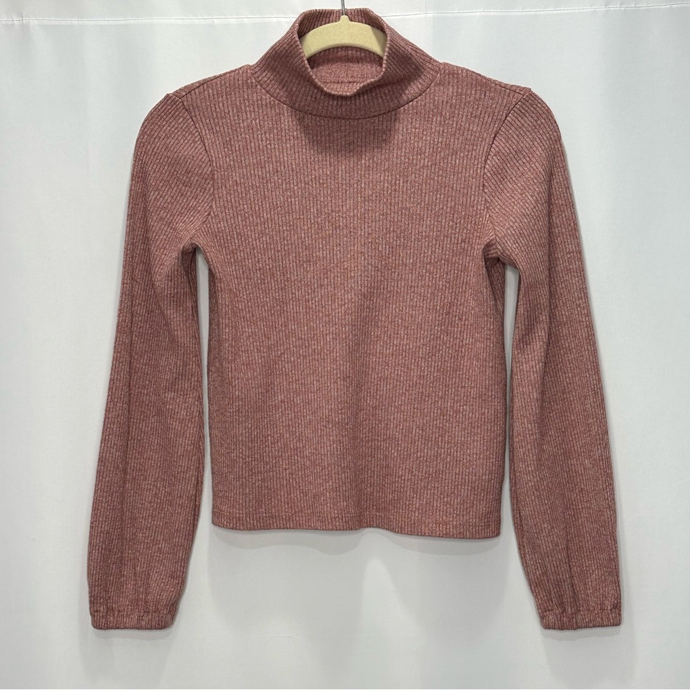 Madewell Bubble Sleeve Heathered Swing Turtleneck